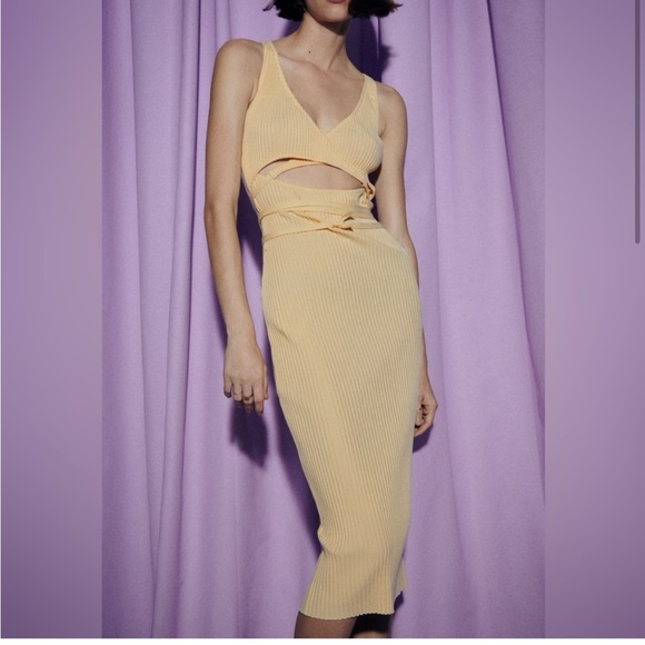 Zara Cut Out Yellow Dress - Picture 5 of 6